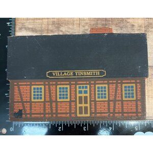 Village Tinsmith Primitive Wooden Shelf Sitter Decorative House Handcrafted Rust